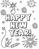 Happy New year sign coloring pages