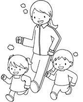 Family jogging coloring pages