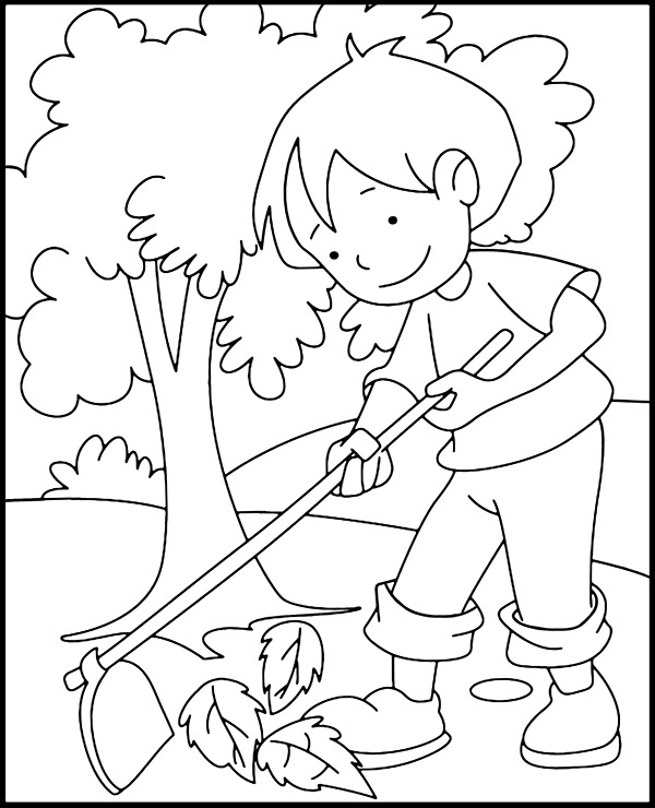 Cleaning a park coloring page