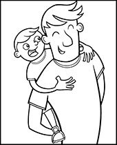 Coloring page with father and son