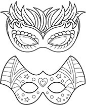 Fancy masks coloring sheet page