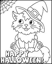 Halloween coloring pages kitty