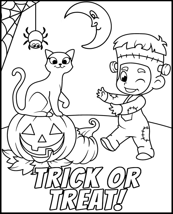 Trick or Treat coloring sheet for Halloween
