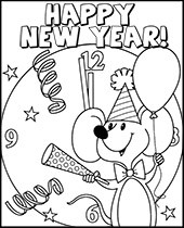 Printable Happy New Year coloring worksheet