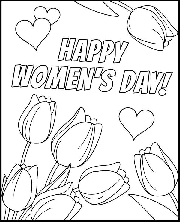 Tulips for Women's Day coloring page worksheet