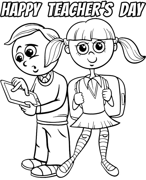 Pupils coloring page for Teachers Day
