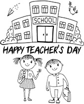 School coloring page for Teachers Day