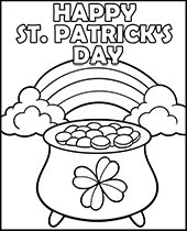Pot full of gold coins coloring page sheet
