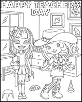Student girls coloring pages for Teacher's day