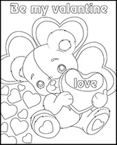 Teddy bear with heart coloring pages for Valentine