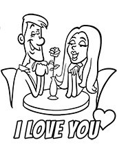 Comic style coloring page Valentine's Day