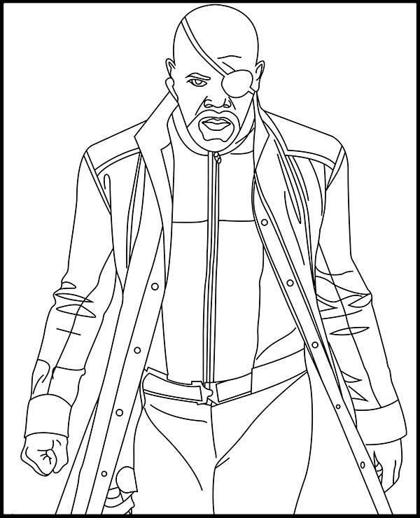 Nick Fury coloring page Avengers print PDF