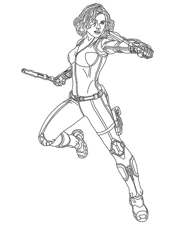 Black Widow Avengers coloring page sheet
