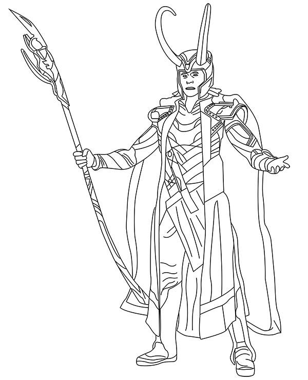 Printable Loki coloring page Avengers 