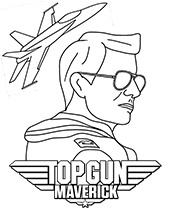 Top Gun coloring sheet Tom Cruise fighter