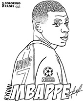 Kylian Mbappé coloring page to print mobile