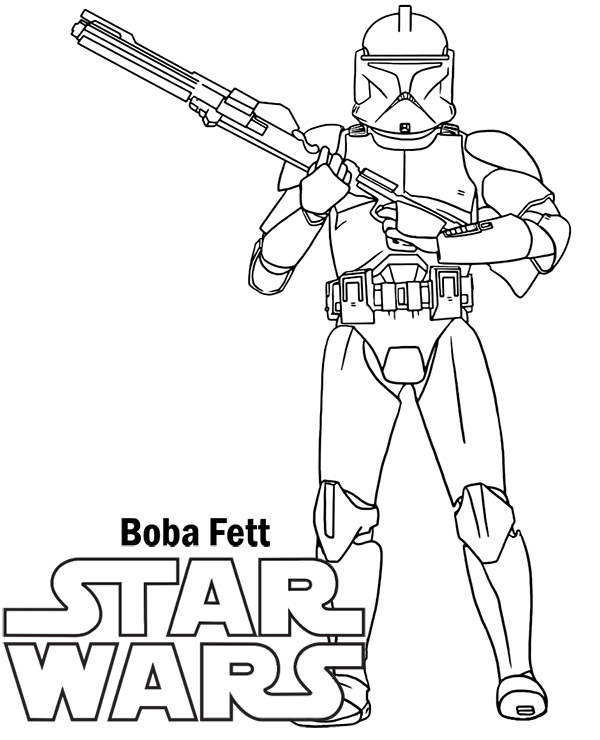 Star Wars coloring page with Boba Fett soldier