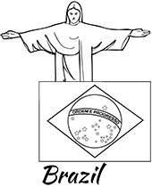 Brazil flag coloring sheet for kids