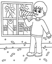 Boy New Year coloring pages
