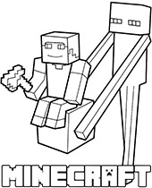 Minecraft coloring picture with Enderman