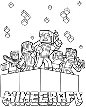 Printable Minecraft characters coloring sheet