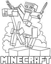 Steve on horse coloring page Minecraft