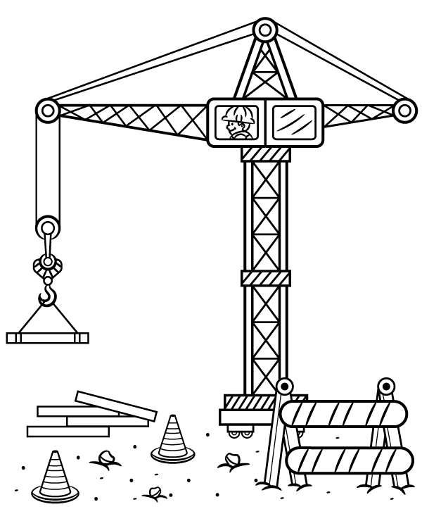 Printable coloring page tower crane
