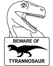 Trex coloring picture warning
