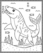 Dinosaur in water coloring sheets