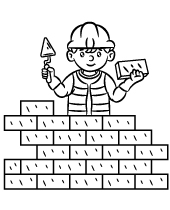 Construction worker and wall coloring page