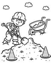 Builder coloring page construction 