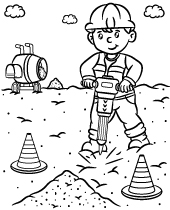 Cartoon hammer drill coloring pages