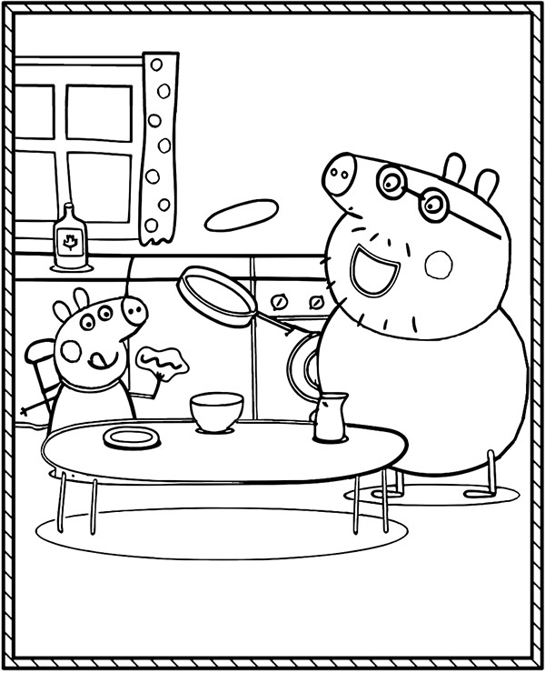 Daddy Pig coloring page with George