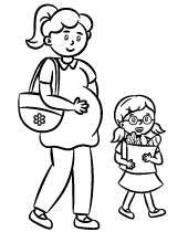 Print coloring page featuring a pregnant lady