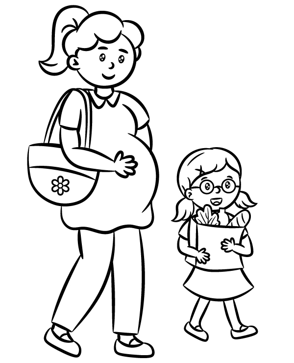 Pregnancy coloring page to print