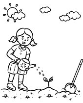 Planting plants coloring pages