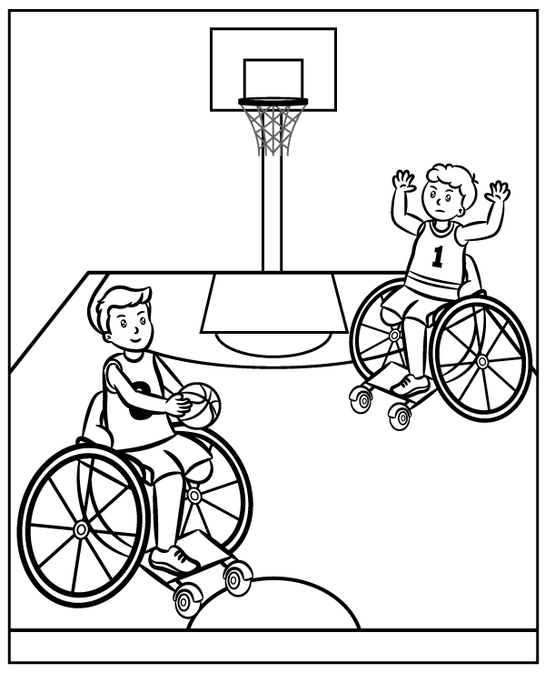 Wheelchair basketball coloring page Paralympic