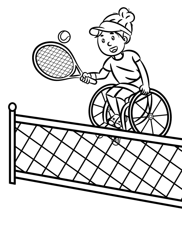 Disability tennis coloring page to print