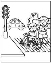 Boy and wheelchair coloring pages