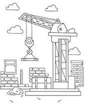 Crane at work coloring picture