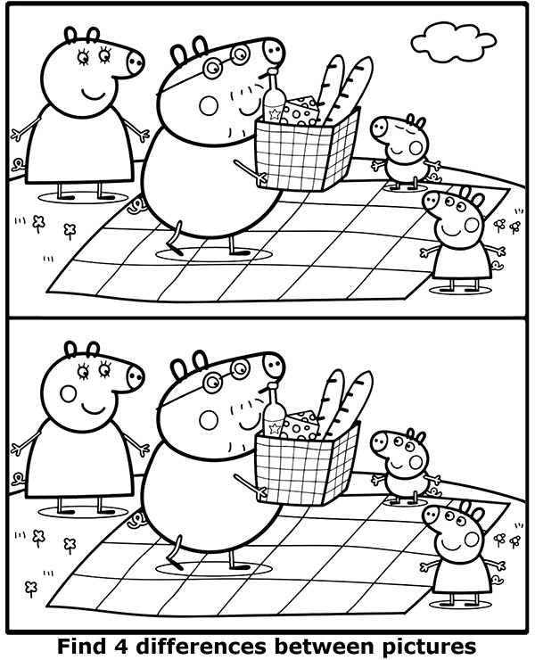 Peppa spot 4 differences worksheet