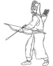 Janissary with a bow coloring sheet