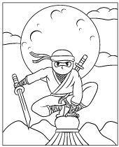 Free coloring page with a ninja