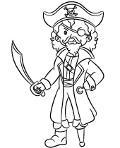 Cartoon style pirate coloring page for kids