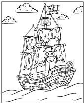 Free coloring page of a pirate ship