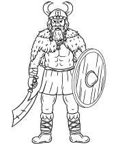 Coloring page of Viking warrior