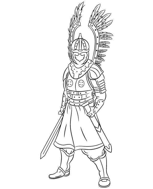 Hussar coloring page to print