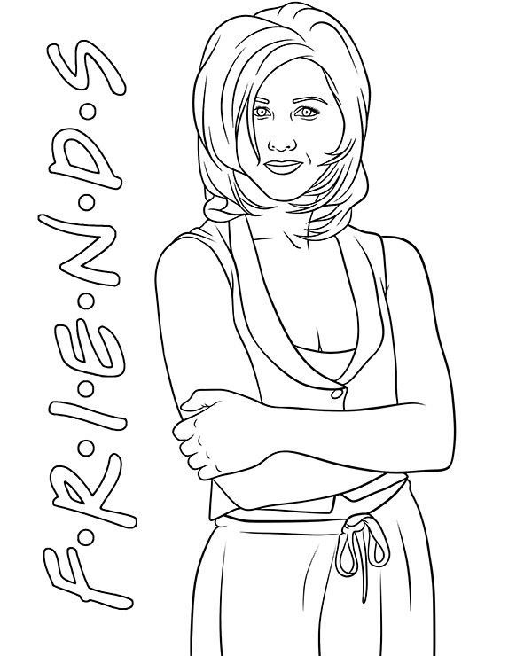 Friends coloring page with Rachel Green Jennifer Aniston