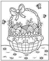 Printable coloring picture of Easter basket