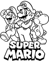 Mario characters coloring picture to print